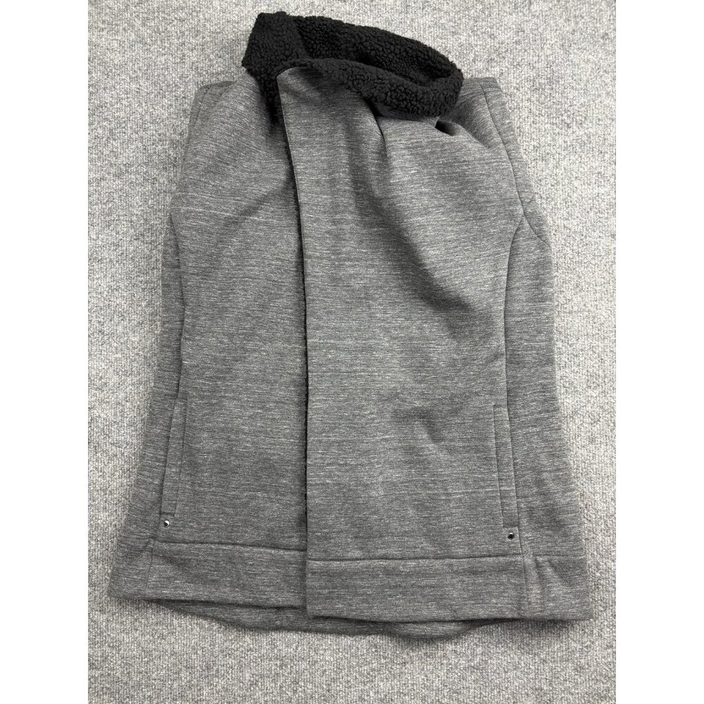 Athleta Vest Womens Medium Heather Gray Sherpa Collar Fleece Lined Open Front